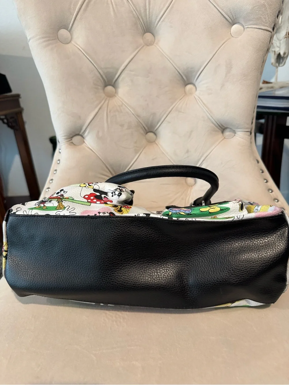 Disney White Multicolor Mickey & Minnie Graphic Satchel Bag
